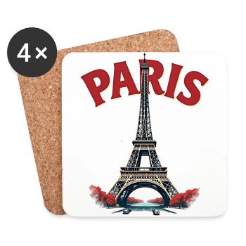 Tour Eiffel, Paris, retro - Dessous de verre (lot de 4) - blanc - Devant