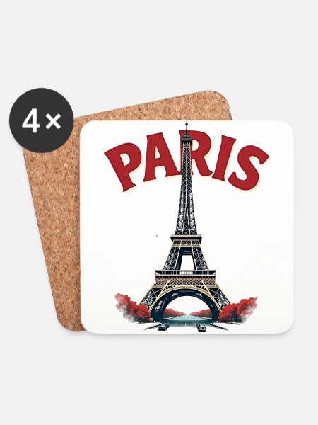 Eiffelturm, Paris, Retro - Untersetzer (4er-Set) - Weiß