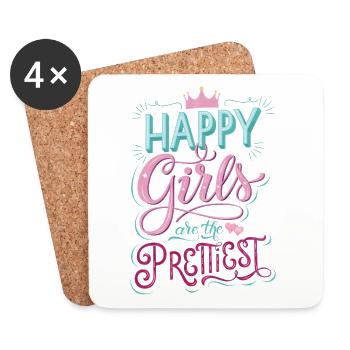 Les filles heureuses sont les plus jolies - Dessous de verre (lot de 4) - blanc - Devant