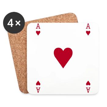 Herz Ass - Untersetzer (4er-Set) - Weiß - Vorne