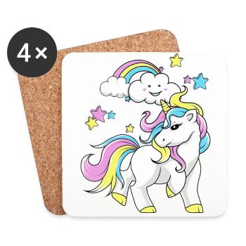 Einhorn - Untersetzer (4er-Set) - Weiß - Vorne