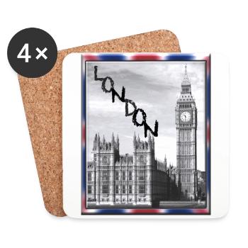 London Big Ben Union Jack - Coasters (set of 4) - white - Front