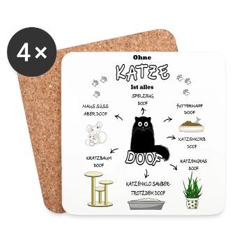 Katze Cat Kitten Kater Kätzchen Katzen schwarz - Untersetzer (4er-Set) - Weiß - Vorne
