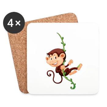 funny little monkey baby swings to Liane - Coasters (set of 4) - white - Front