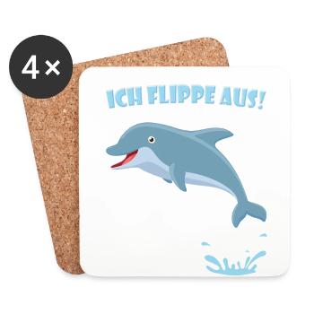 Delfin Spruch - Ich flippe aus (Geschenk) - Untersetzer (4er-Set) - Weiß - Vorne