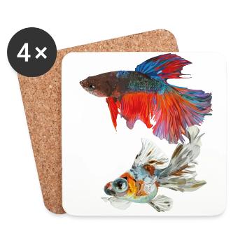 Des poissons - Dessous de verre (lot de 4) - blanc - Devant