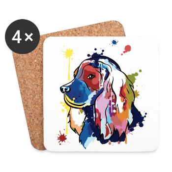 Cocker spaniel - bunte Illustration - Untersetzer (4er-Set) - Weiß - Vorne