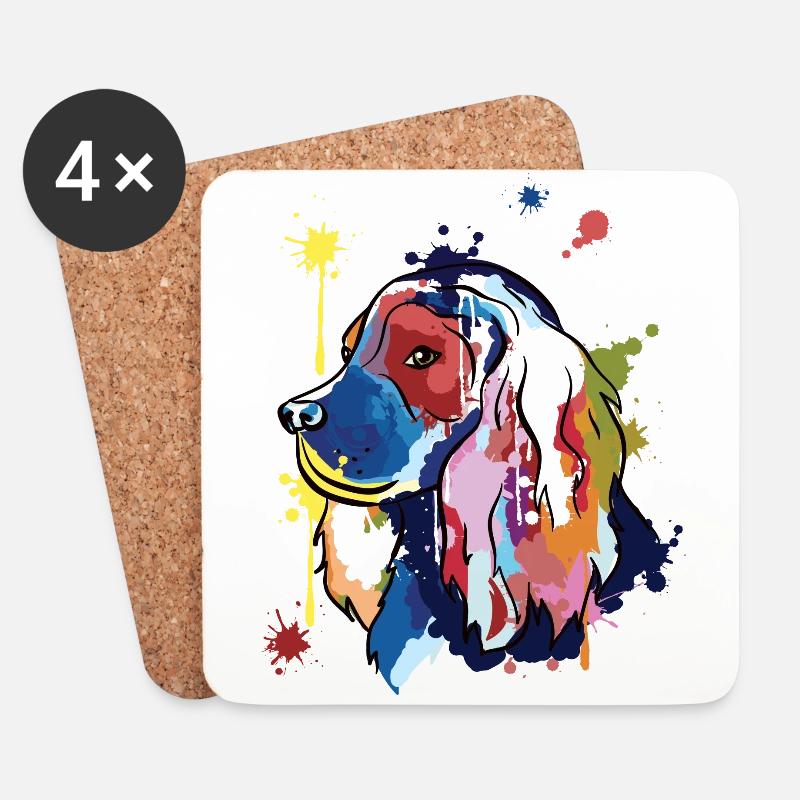 Cocker spaniel - bunte Illustration - Untersetzer (4er-Set) - Weiß