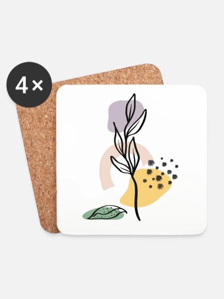 Nature Color Plant - Coasters (set of 4) - white