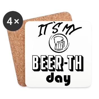 Bier Sprüche Beer Birthday Geburtstag Bierglas - Untersetzer (4er-Set) - Weiß - Vorne