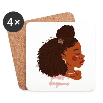 jolie et dangereuse femme noire avec afro - Dessous de verre (lot de 4) - blanc - Devant