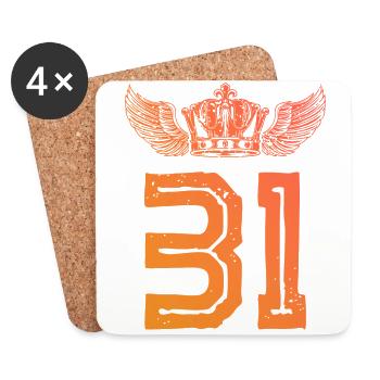 31 Number crown - Coasters (set of 4) - white - Front