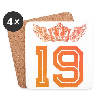 19 Number crown - Coasters (set of 4) - white - Front