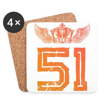 51 Zahl Krone - Untersetzer (4er-Set) - Weiß - Vorne