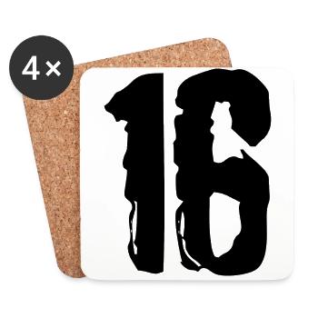 16 number jersey - Coasters (set of 4) - white - Front
