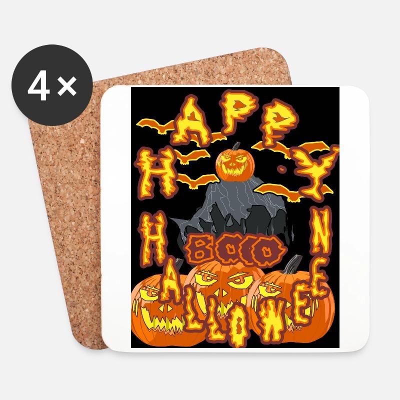 Bo, happy Halloween mit Master Kürbis - Untersetzer (4er-Set) - Weiß