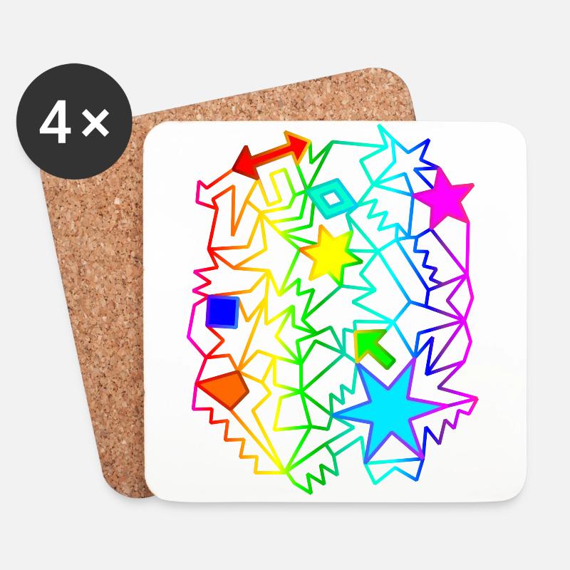 bunte Sterne Pfeile Regenbogen Ornamente - Untersetzer (4er-Set) - Weiß