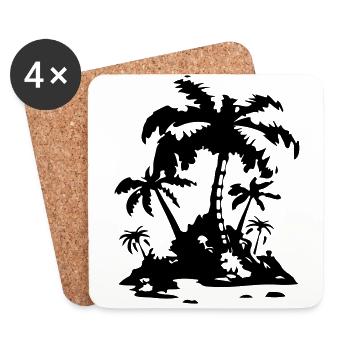 Symbole de la silhouette de Palm Island - Dessous de verre (lot de 4) - blanc - Devant