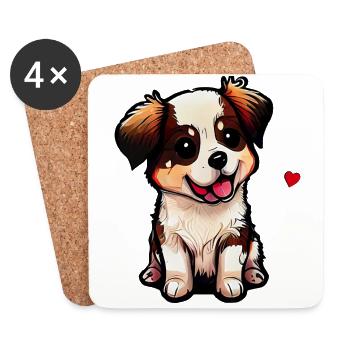 Hundebaby mit Herz: süßeste Vierbeiner der Welt - Untersetzer (4er-Set) - Weiß - Vorne