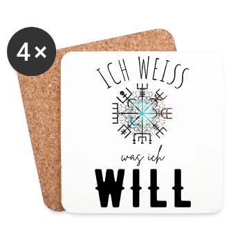 Wegweiser Motivation - VEGVISIR - Untersetzer (4er-Set) - Weiß - Vorne