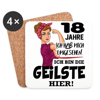 Geburtstag 18 Jahre Die Beste Geilste Chefin Queen - Untersetzer (4er-Set) - Weiß - Vorne