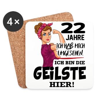 Geburtstag 22 Jahre Die Beste Geilste Chefin Queen - Untersetzer (4er-Set) - Weiß - Vorne