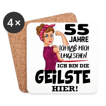 Geburtstag 55 Jahre Die Beste Geilste Chefin Queen - Untersetzer (4er-Set) - Weiß - Vorne