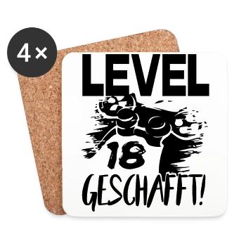 Geburtstag 18 Jahre Gamer Gaming Konsole Level - Untersetzer (4er-Set) - Weiß - Vorne