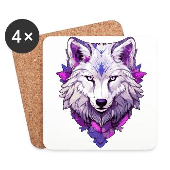 Loup #4 - Dessous de verre (lot de 4) - blanc - Devant