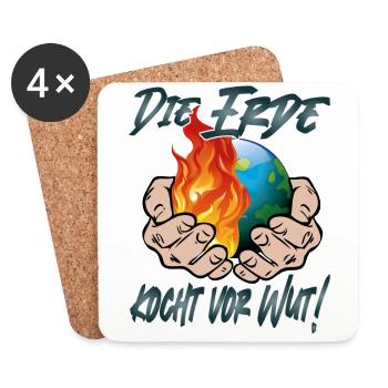 Klimawandel Klimakatastrophe Erde kocht - Untersetzer (4er-Set) - Weiß - Vorne