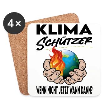 Klimaschützer Wenn nicht jetzt wann dann - Untersetzer (4er-Set) - Weiß - Vorne
