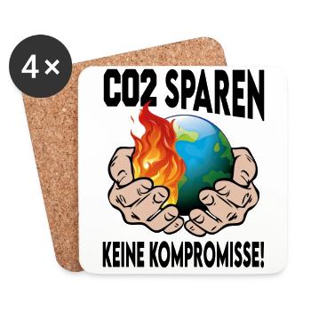 Klimawandel CO2 keine Kompromisse - Untersetzer (4er-Set) - Weiß - Vorne