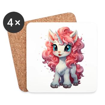 licorne douce - Licorne douce - licorne - Dessous de verre (lot de 4) - blanc - Devant