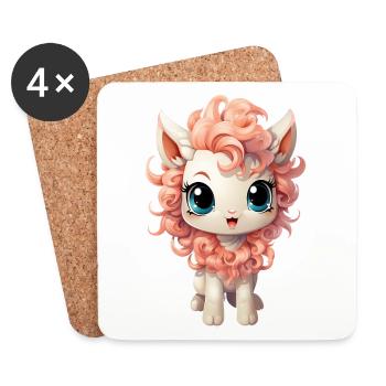 licorne douce - Licorne douce - licorne - Dessous de verre (lot de 4) - blanc - Devant