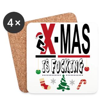 X Mas Christmas is Fucking Scheisse Mist - Untersetzer (4er-Set) - Weiß - Vorne