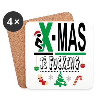 X Mas Christmas is Fucking Scheisse Mist - Untersetzer (4er-Set) - Weiß - Vorne
