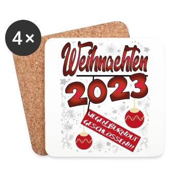 Weihnachten Christmas Lustig Burn out 2023 - Untersetzer (4er-Set) - Weiß - Vorne