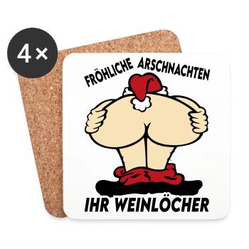 Weihnachten Christmas Lustig Sprüche Arschnachten - Untersetzer (4er-Set) - Weiß - Vorne