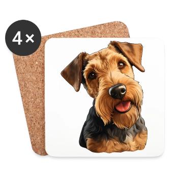 Terrier gallois - Dessous de verre (lot de 4) - blanc - Devant