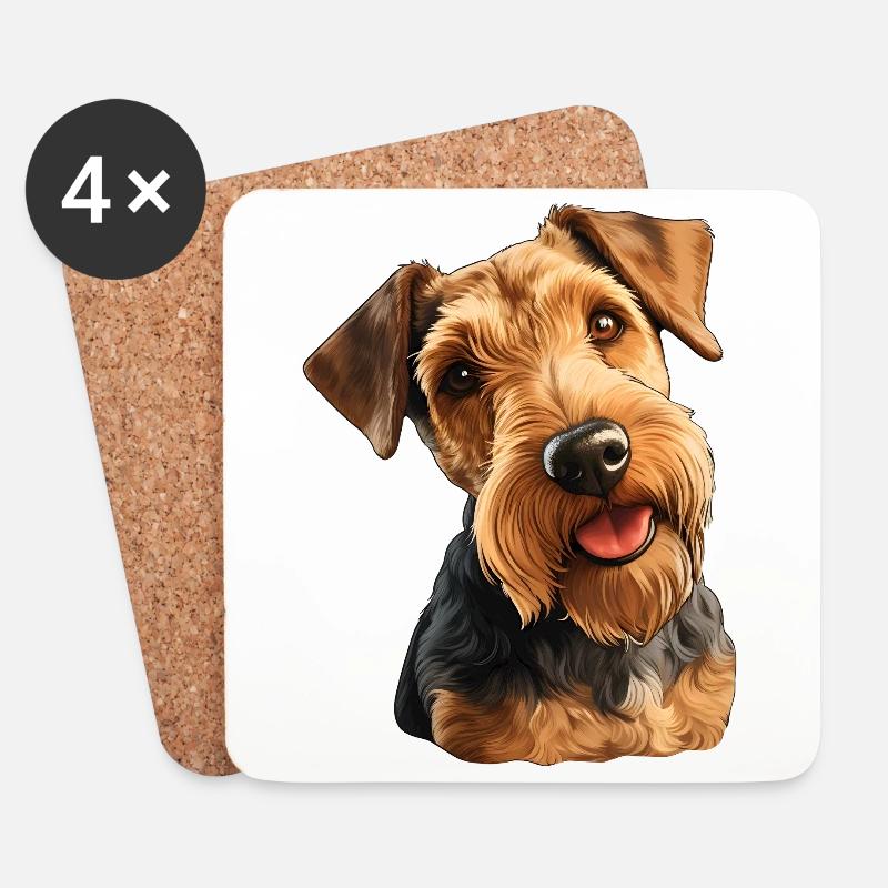 Welsh Terrier - Untersetzer (4er-Set) - Weiß