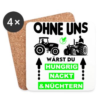 Bauer Hungrig Nackt Nüchtern Protest - Untersetzer (4er-Set) - Weiß - Vorne
