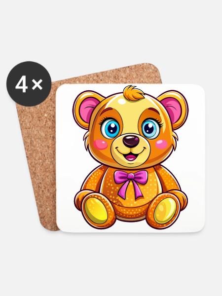 Süßer Teddy - Untersetzer (4er-Set) - Weiß