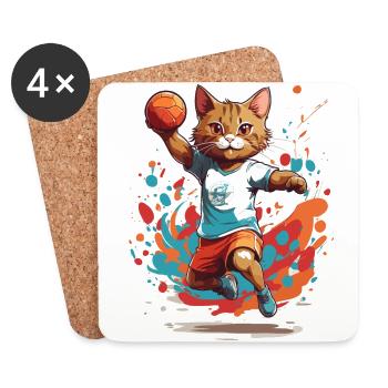 Handball, chat, streetwear et style iconique - Dessous de verre (lot de 4) - blanc - Devant
