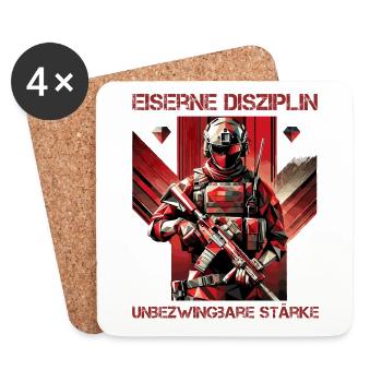 Discipline et invincible - Dessous de verre (lot de 4) - blanc - Devant