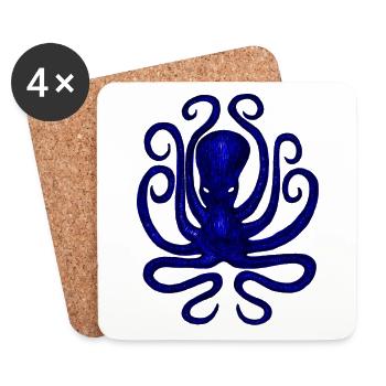 Squid - Octopus - Coasters (set of 4) - white - Front