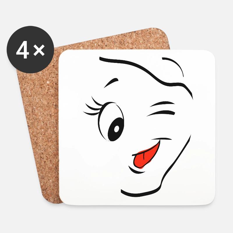 Zwinker Smiley - Untersetzer (4er-Set) - Weiß