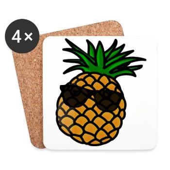 Cool pineapple - Coasters (set of 4) - white - Front