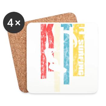 Kite surfing retro washed look surfer watersports - Coasters (set of 4) - white - Front