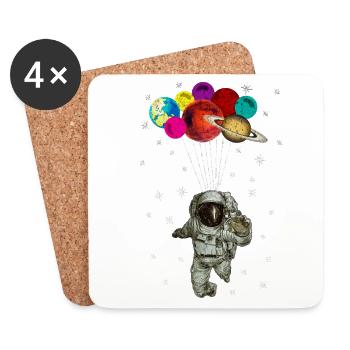 Astronaut with balloons - Coasters (set of 4) - white - Front