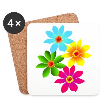 colorful flowers, blossoms, colorful bouquet of flowers - Coasters (set of 4) - white - Front